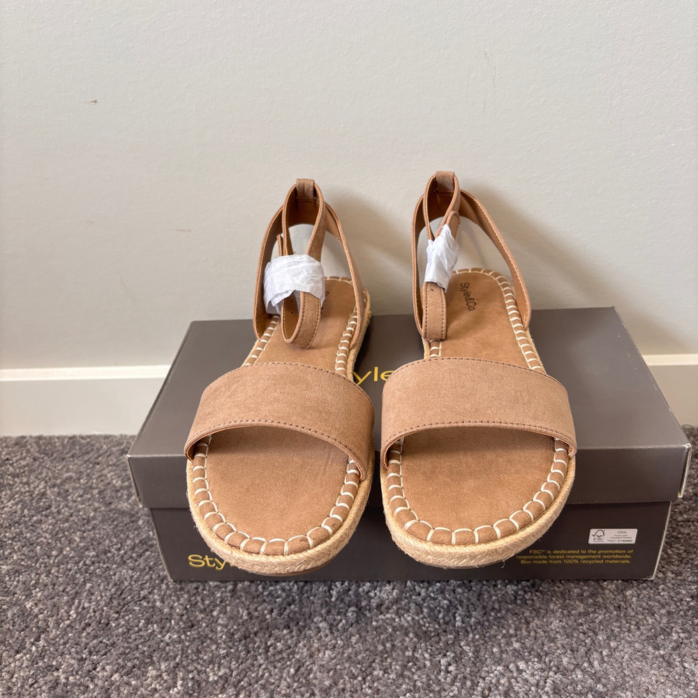 Style & Co Women's 9 Brown Peggy Ankle-Strap Espadrille Flat Sandals NIB - Picture 9 of 13